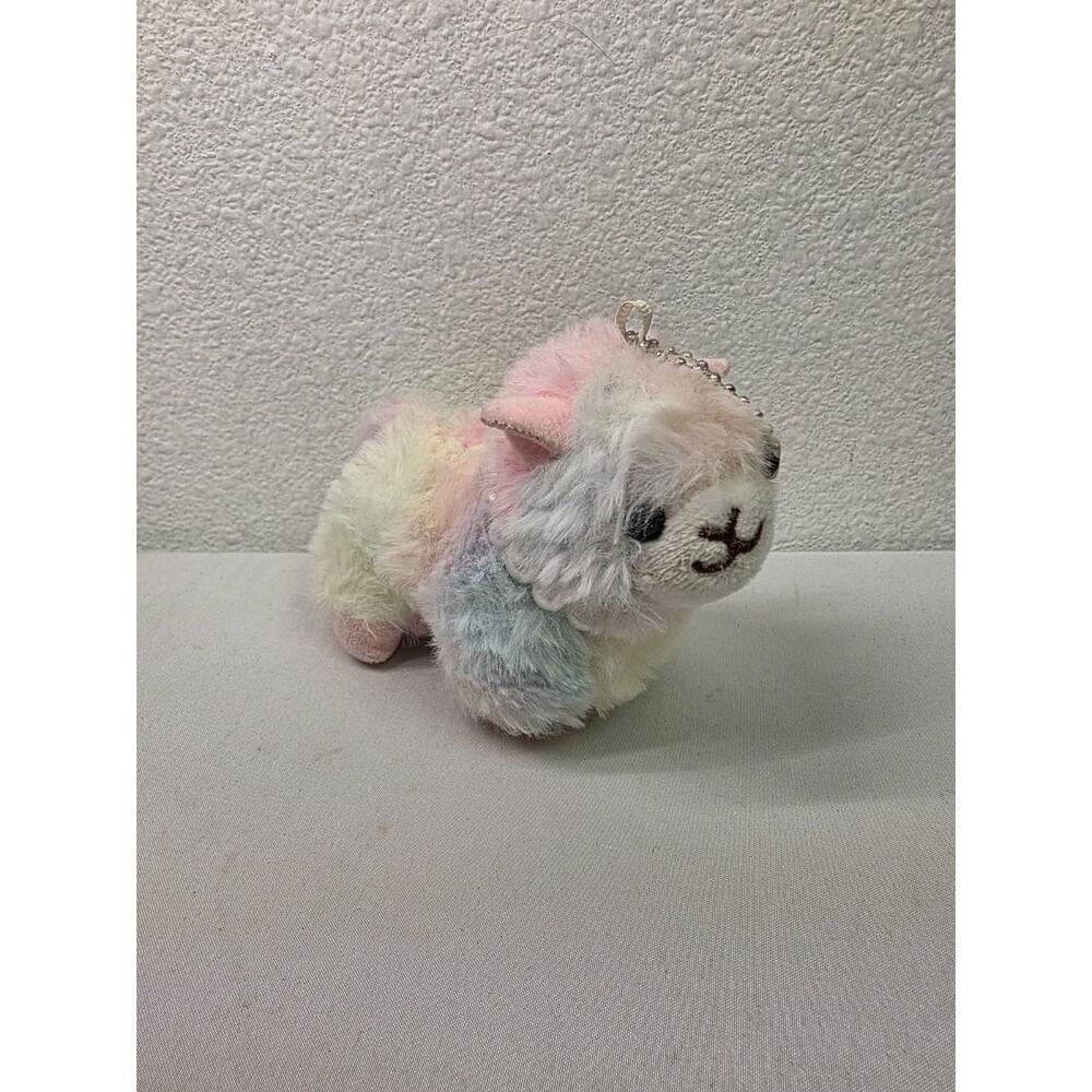 Rainbow Alpaca Plush Keychain Pastel Mini Fluffy Stuffed Animal Toy